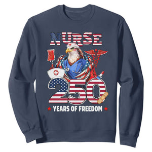 Bald Eagle Nurse 250 Years Of Freedom Sweatshirt Patriotic American Nurse Gift TS12 Navy Print Your Wear