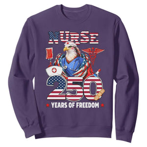 Bald Eagle Nurse 250 Years Of Freedom Sweatshirt Patriotic American Nurse Gift TS12 Purple Print Your Wear