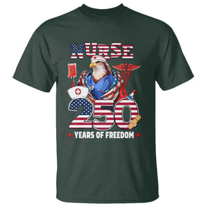 Bald Eagle Nurse 250 Years Of Freedom T Shirt Patriotic American Nurse Gift TS12 Dark Forest Green Print Your Wear