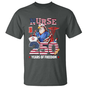 Bald Eagle Nurse 250 Years Of Freedom T Shirt Patriotic American Nurse Gift TS12 Dark Heather Print Your Wear