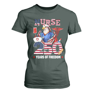 Bald Eagle Nurse 250 Years Of Freedom T Shirt For Women Patriotic American Nurse Gift TS12 Dark Forest Green Print Your Wear