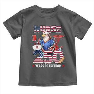 Bald Eagle Nurse 250 Years Of Freedom Toddler T Shirt Patriotic American Nurse Gift TS12 Dark Heather Print Your Wear
