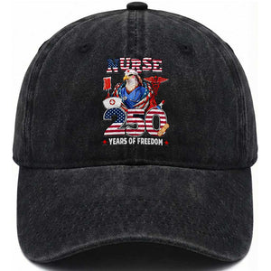Bald Eagle Nurse 250 Years Of Freedom Washed Cotton Baseball Cap Patriotic American Nurse Gift TS12 Print Your Wear