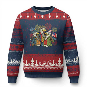 Funny Founding Fathers Eagle Ugly Christmas Sweater 250th Anniversary America Patriotic Gift TS12 Navy Red Print Your Wear