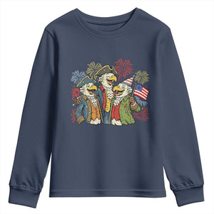 Funny Founding Fathers Eagle Youth Sweatshirt 250th Anniversary America Patriotic Gift TS12 Navy Print Your Wear