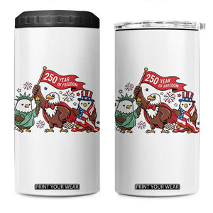 Cute Patriotic Eagle 250 Years Of Freedom 4 in 1 Can Cooler Tumbler American Pride Gift TS12 One Size: 16 oz White Print Your Wear