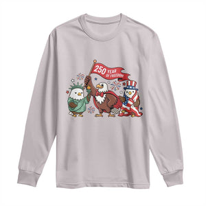 Cute Patriotic Eagle 250 Years Of Freedom Long Sleeve Shirt American Pride Gift TS12 Ice Gray Print Your Wear