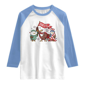 Cute Patriotic Eagle 250 Years Of Freedom Raglan Shirt American Pride Gift TS12 White Carolina Blue Print Your Wear
