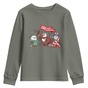 Cute Patriotic Eagle 250 Years Of Freedom Youth Sweatshirt American Pride Gift TS12 Military Green Print Your Wear