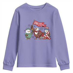 Cute Patriotic Eagle 250 Years Of Freedom Youth Sweatshirt American Pride Gift TS12 Violet Print Your Wear