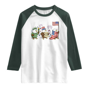 Adorable Patriotic Eagle 250 Years Of Freedom Raglan Shirt USA Anniversary Gift TS12 White Dark Forest Green Print Your Wear