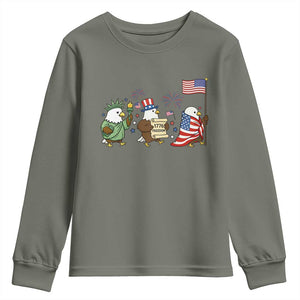 Adorable Patriotic Eagle 250 Years Of Freedom Youth Sweatshirt USA Anniversary Gift TS12 Military Green Print Your Wear