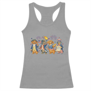 Patriotic Wiener Dog 250th Anniversary Racerback Tank Top Dachshund Lover Gift TS12 Sport Gray Print Your Wear