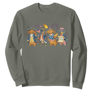 Patriotic Wiener Dog 250th Anniversary Sweatshirt Dachshund Lover Gift TS12 Military Green Print Your Wear