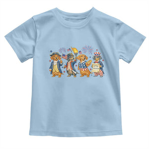 Patriotic Wiener Dog 250th Anniversary Toddler T Shirt Dachshund Lover Gift TS12 Light Blue Print Your Wear