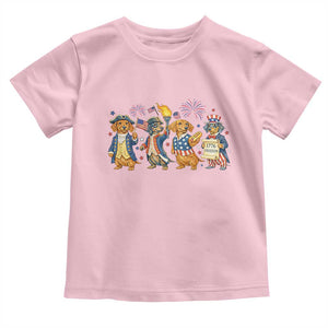 Patriotic Wiener Dog 250th Anniversary Toddler T Shirt Dachshund Lover Gift TS12 Light Pink Print Your Wear