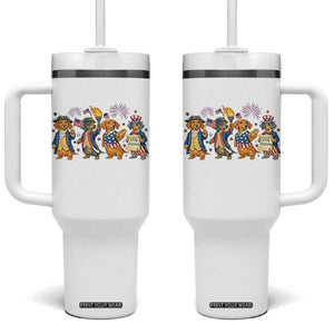 Patriotic Wiener Dog 250th Anniversary Tumbler With Handle Dachshund Lover Gift TS12 One Size: 40 oz White Print Your Wear