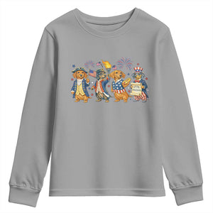 Patriotic Wiener Dog 250th Anniversary Youth Sweatshirt Dachshund Lover Gift TS12 Sport Gray Print Your Wear