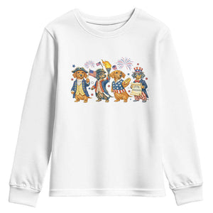 Patriotic Wiener Dog 250th Anniversary Youth Sweatshirt Dachshund Lover Gift TS12 White Print Your Wear