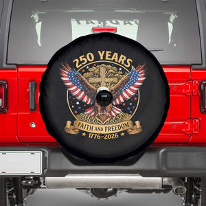 Faith And Freedom 250 Years Spare Tire Cover - Patriotic Eagle Cross Gift TS12 Black Print Your Wear