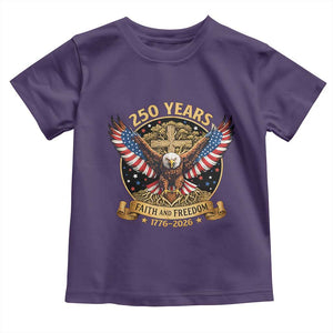 Faith And Freedom 250 Years Toddler T Shirt Patriotic Eagle Cross Gift TS12 Purple Print Your Wear
