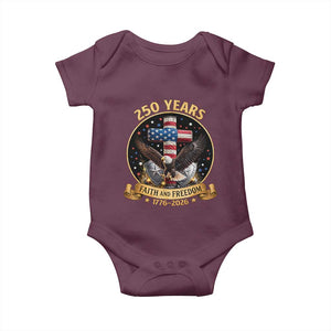 Christian Patriotic Eagle Cross Baby Onesie 250 Years Faith And Freedom USA Gift TS12 Maroon Print Your Wear