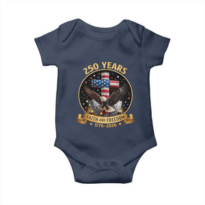 Christian Patriotic Eagle Cross Baby Onesie 250 Years Faith And Freedom USA Gift TS12 Navy Print Your Wear