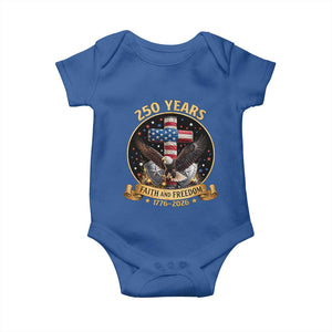 Christian Patriotic Eagle Cross Baby Onesie 250 Years Faith And Freedom USA Gift TS12 Royal Blue Print Your Wear