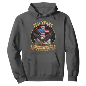 Christian Patriotic Eagle Cross Hoodie 250 Years Faith And Freedom USA Gift TS12 Dark Heather Print Your Wear
