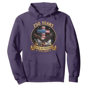 Christian Patriotic Eagle Cross Hoodie 250 Years Faith And Freedom USA Gift TS12 Purple Print Your Wear