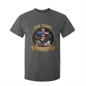 Christian Patriotic Eagle Cross T Shirt For Kid 250 Years Faith And Freedom USA Gift TS12 Dark Heather Print Your Wear