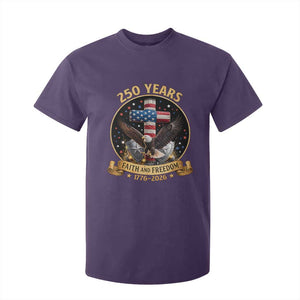 Christian Patriotic Eagle Cross T Shirt For Kid 250 Years Faith And Freedom USA Gift TS12 Purple Print Your Wear