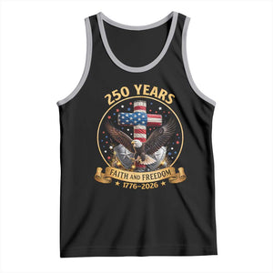 Christian Patriotic Eagle Cross Tank Top 250 Years Faith And Freedom USA Gift TS12 Black Athletic Heather Print Your Wear