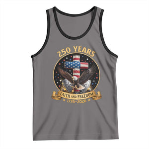 Christian Patriotic Eagle Cross Tank Top 250 Years Faith And Freedom USA Gift TS12 Deep Heather Black Print Your Wear