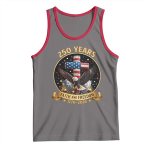 Christian Patriotic Eagle Cross Tank Top 250 Years Faith And Freedom USA Gift TS12 Deep Heather Red Print Your Wear