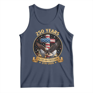 Christian Patriotic Eagle Cross Tank Top 250 Years Faith And Freedom USA Gift TS12 Navy Print Your Wear