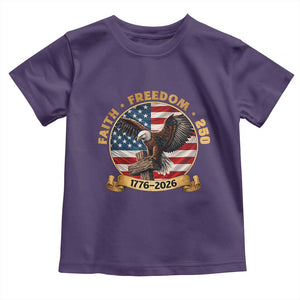 250 Years Faith And Freedom Toddler T Shirt Patriotic Eagle Cross American Pride Gift TS12 Purple Print Your Wear