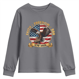 250 Years Faith And Freedom Youth Sweatshirt Patriotic Eagle Cross American Pride Gift TS12 Charcoal Print Your Wear