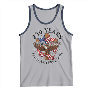 250 Years Faith And Freedom Tank Top Patriotic Christian Eagle TS12 Athletic Heather Navy Print Your Wear