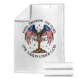 Patriotic Eagle Cross One Nation Under God Throw Blanket 250th Anniversary TS12 White Print Your Wear