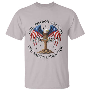 Patriotic Eagle Cross One Nation Under God T Shirt 250th Anniversary TS12 Ice Gray Print Your Wear