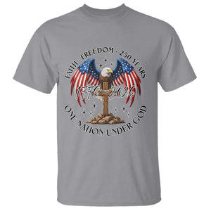 Patriotic Eagle Cross One Nation Under God T Shirt 250th Anniversary TS12 Sport Gray Print Your Wear