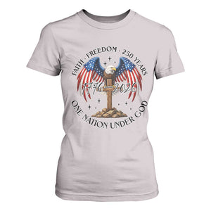 Patriotic Eagle Cross One Nation Under God T Shirt For Women 250th Anniversary TS12 Ice Gray Print Your Wear