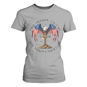 Patriotic Eagle Cross One Nation Under God T Shirt For Women 250th Anniversary TS12 Sport Gray Print Your Wear