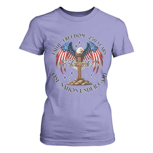 Patriotic Eagle Cross One Nation Under God T Shirt For Women 250th Anniversary TS12 Violet Print Your Wear