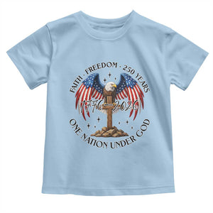 Patriotic Eagle Cross One Nation Under God Toddler T Shirt 250th Anniversary TS12 Light Blue Print Your Wear