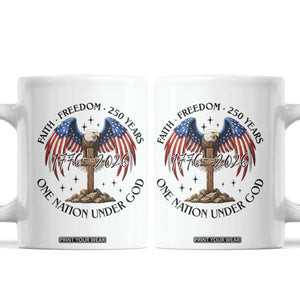 Patriotic Eagle Cross One Nation Under God Coffee Mug 250th Anniversary TS12 White Print Your Wear