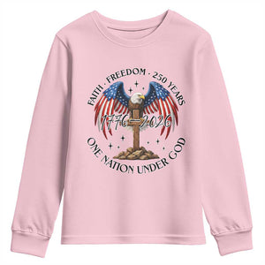 Patriotic Eagle Cross One Nation Under God Youth Sweatshirt 250th Anniversary TS12 Light Pink Print Your Wear