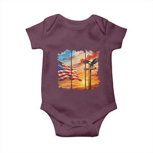 Faith And Freedom Christian American Flag Eagle Baby Onesie American Faith Pride TS12 Maroon Print Your Wear