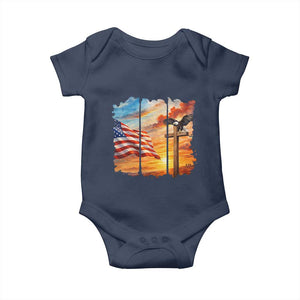 Faith And Freedom Christian American Flag Eagle Baby Onesie American Faith Pride TS12 Navy Print Your Wear